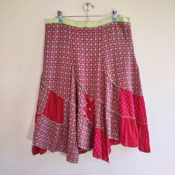 Johnny Was Boho Tiered Floral Patchwork Midi Skirt Flowy Hippie Size Small - Picture 6 of 14